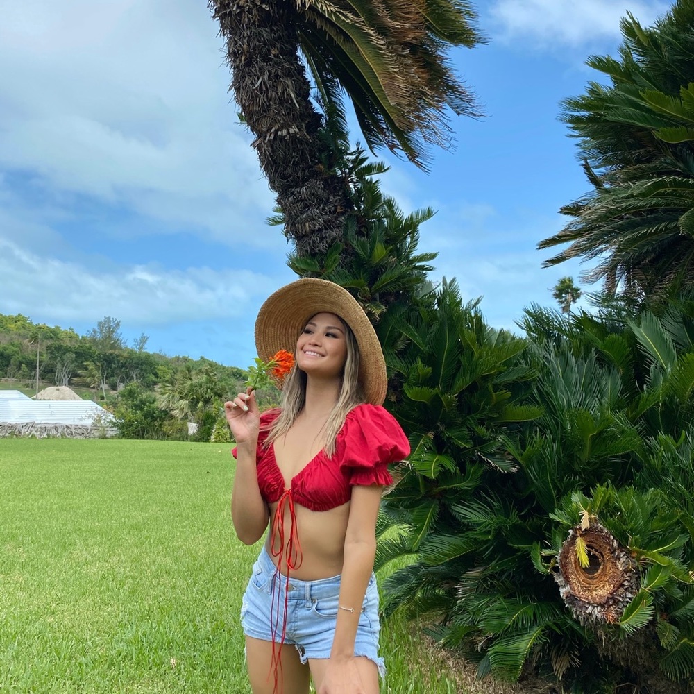 Red baby doll crop top